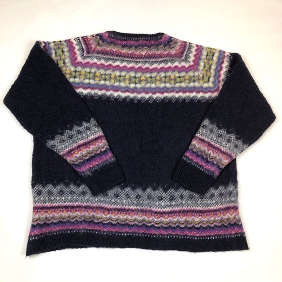 Bosie Fair Isle Wool Knit Pullover Crewneck Sweater Jumper Size Large Scotland - Picture 6 of 8